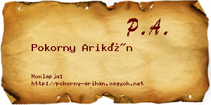 Pokorny Arikán névjegykártya